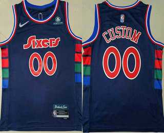 Men & Youth Customized Philadelphia 76ers Blue Nike Diamond 2022 City Edition Swingman Stitched Jersey With Sponsor